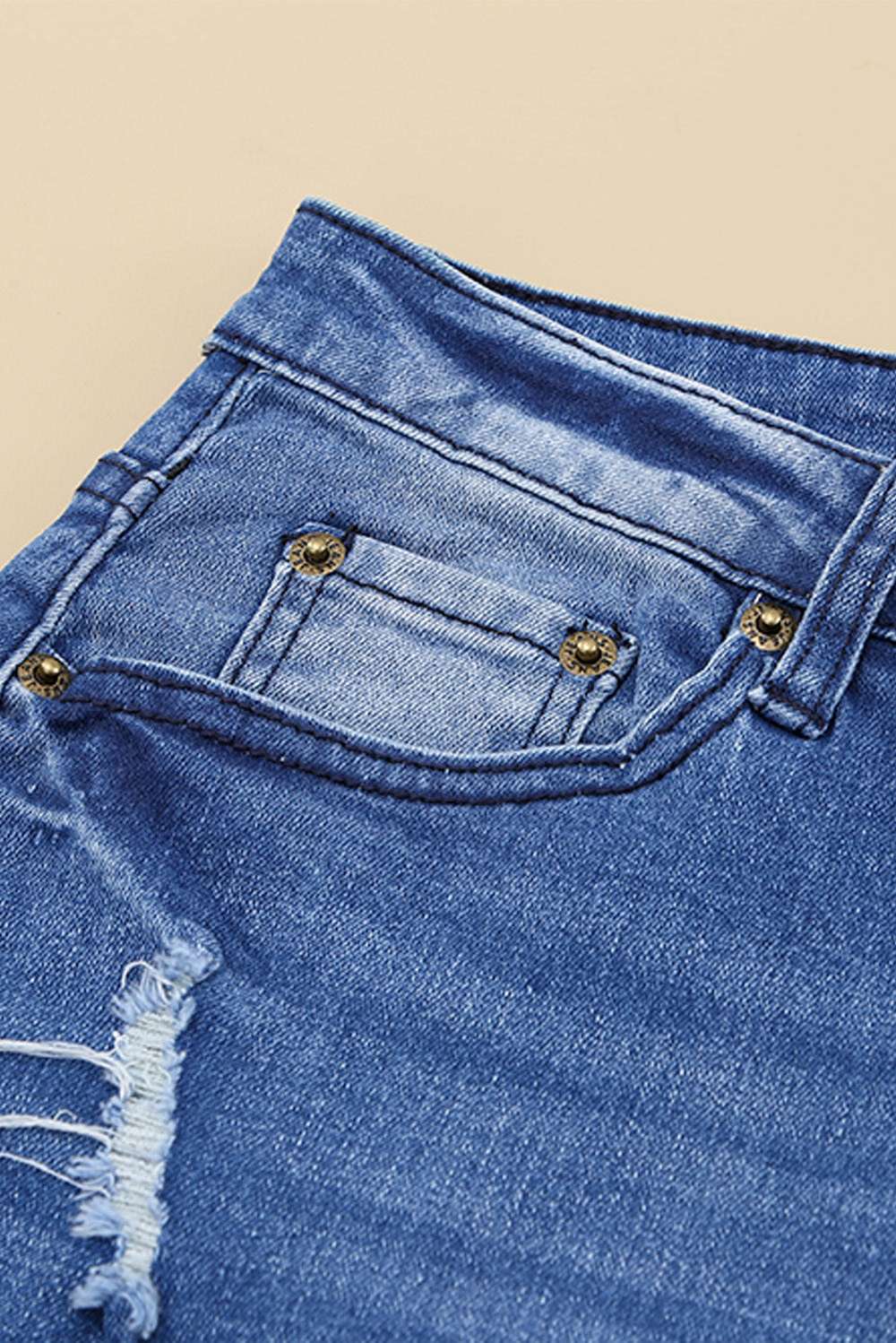 Distressed Flare Leg Jeans with Pockets - Minihomy