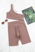 One-shoulder Sports Bra and Biker Shorts Set - Minihomy