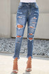 Distressed Frayed Hem Cropped Jeans - Minihomy