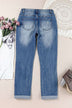 Floral Graphic Patchwork Distressed Jeans - Minihomy