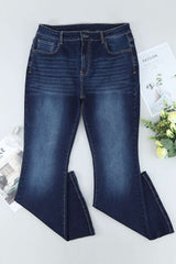 Plus Size Mid-Rise Waist Flare Jeans - Minihomy