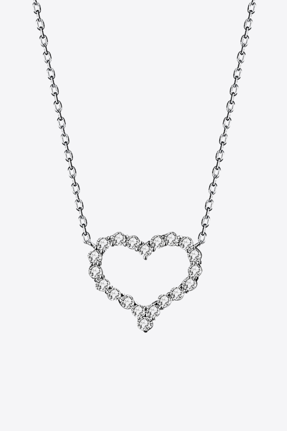 1 Carat Moissanite Heart Pendant Chain-Link Necklace - Minihomy