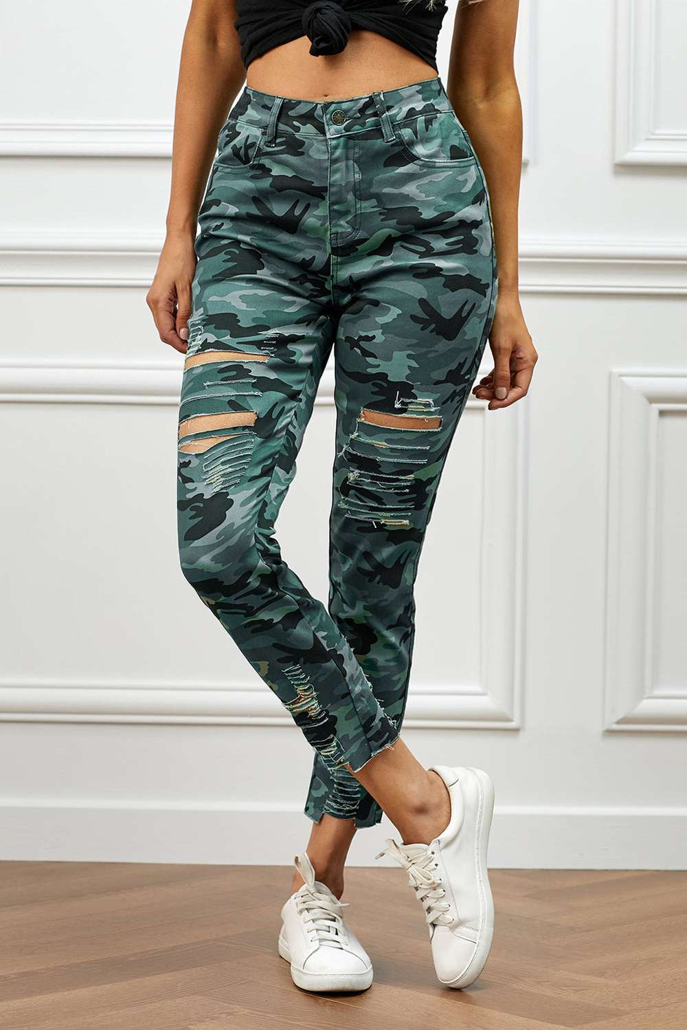 Distressed Camouflage Jeans - Minihomy