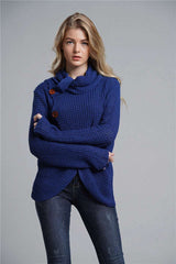 Button Detail Tulip Hem Waffle Knit Sweater - Minihomy
