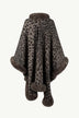 Animal Print Faux Fur Trim Poncho Jacket - Minihomy