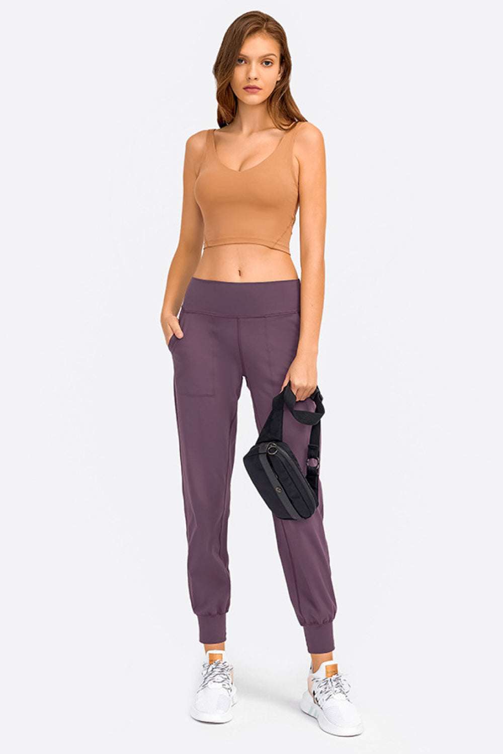 Deep V-Neck Crop Sports Bra - Minihomy