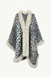 Animal Print Faux Fur Trim Poncho Jacket - Minihomy