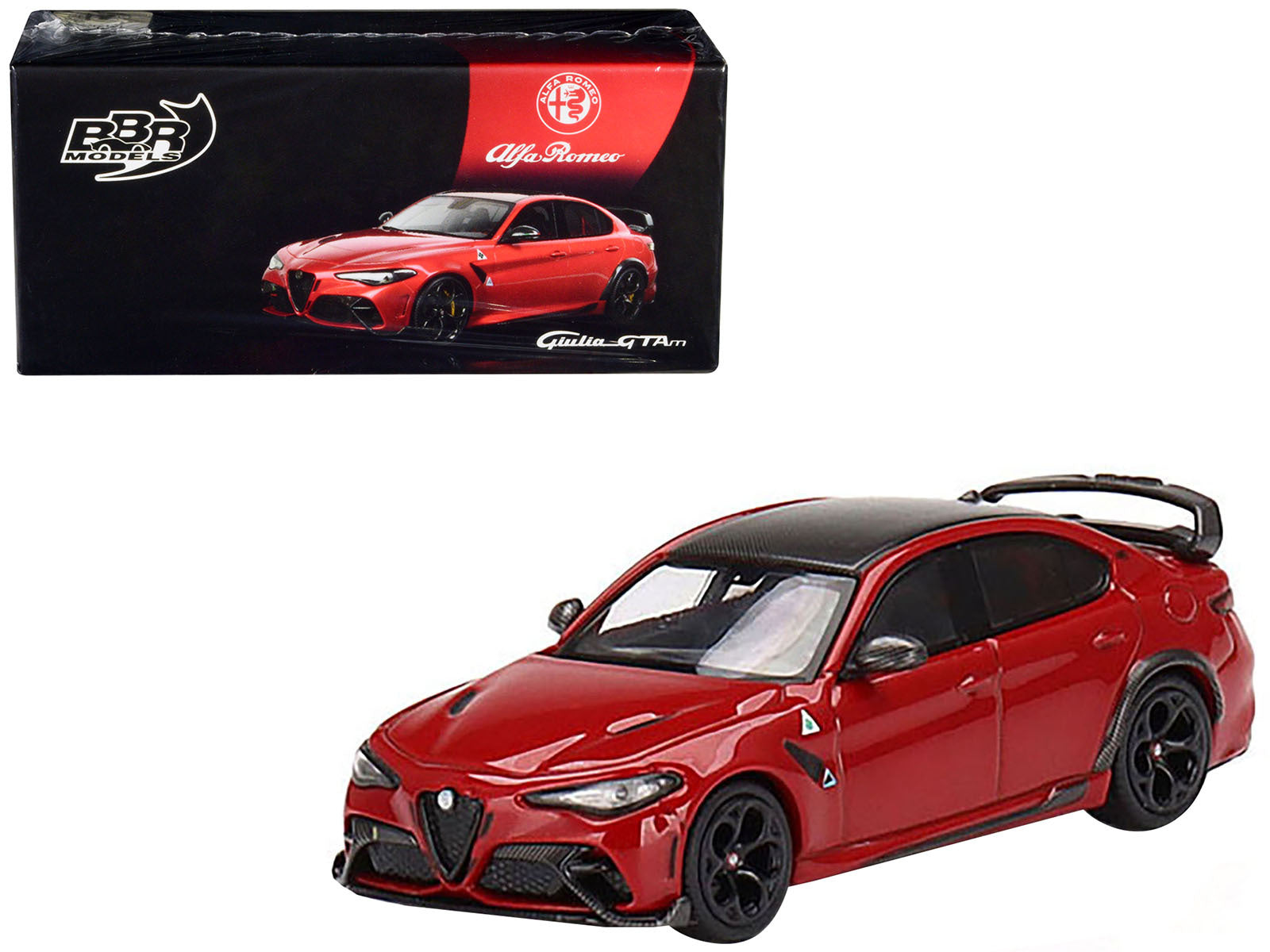Alfa Romeo Giulia GTAm Rosso GTA Red with Carbon Top 1/64 Diecast Model Car by BBR - Minihomy