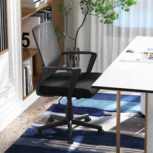Ergonomic Desk Chair with Lumbar Support and Rocking Function-Black - Color: Black - Minihomy