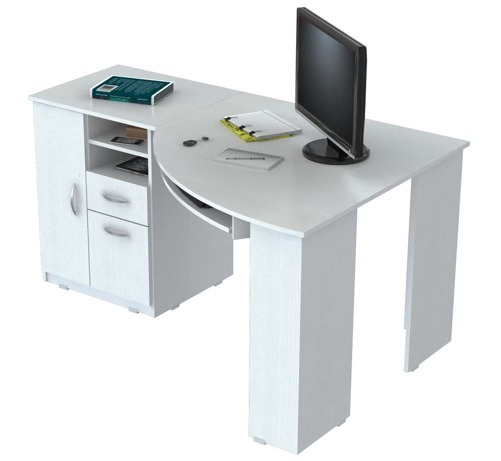 59" White Mirrored Computer Desk With Two Drawers - Minihomy