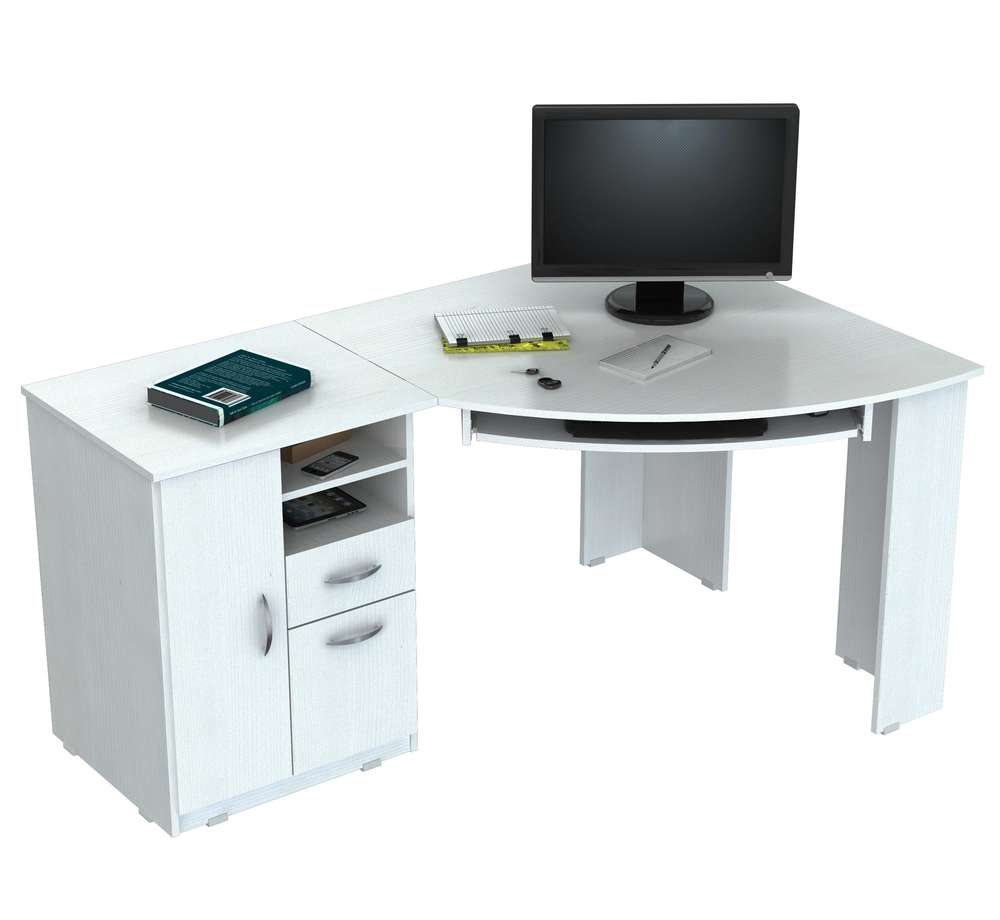 59" White Mirrored Computer Desk With Two Drawers - Minihomy