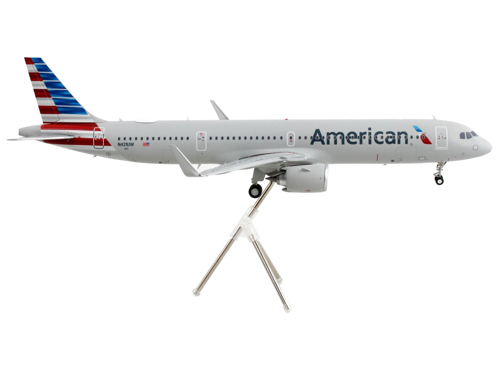 Airbus A321neo Commercial Aircraft "American Airlines" Silver with Striped Tail "Gemini 200" Series 1/200 Diecast Model Airplane by GeminiJets - Minihomy
