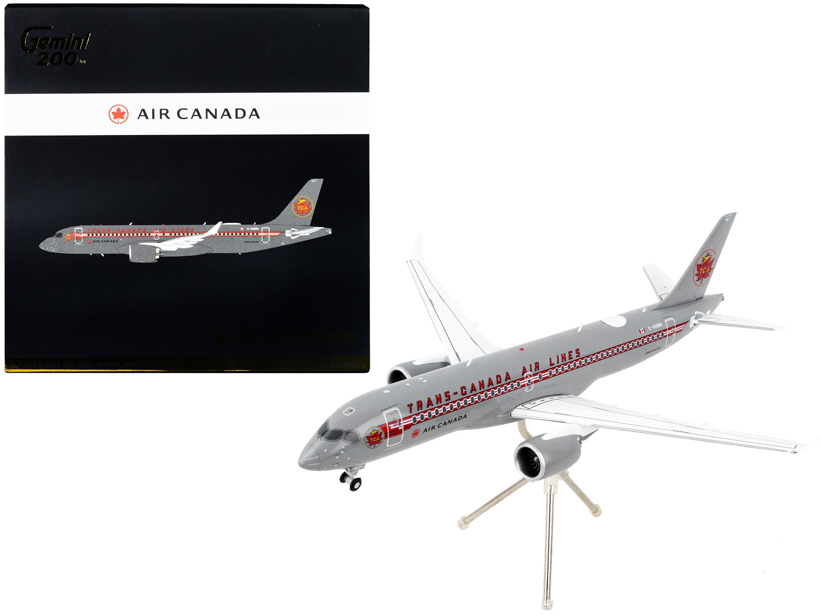 Airbus A220-300 Commercial Aircraft "Trans-Canada Air Lines - Air Canada" Gray with Red Stripes - Minihomy