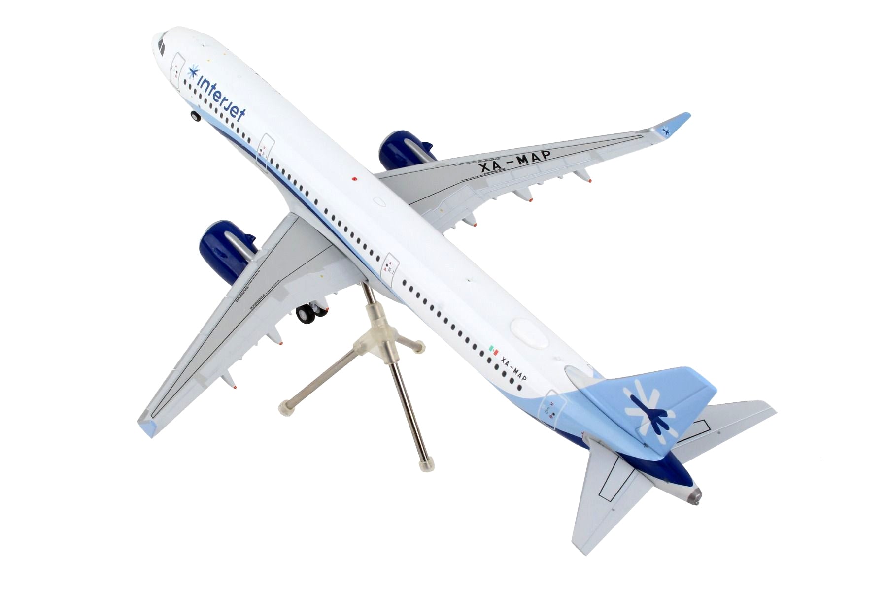 Airbus A321neo Commercial Aircraft "Interjet" White with Blue Stripes "Gemini 200" Series 1/200 Diecast Model Airplane by GeminiJets - Minihomy