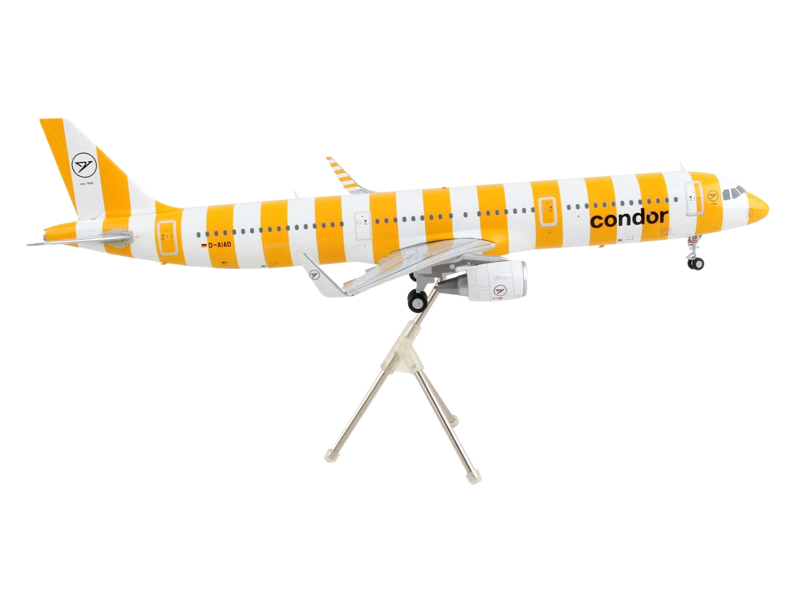 Airbus A321 Commercial Aircraft "Condor Airlines" White and Orange Striped "Gemini 200" Series 1/200 Diecast Model Airplane by GeminiJets - Minihomy