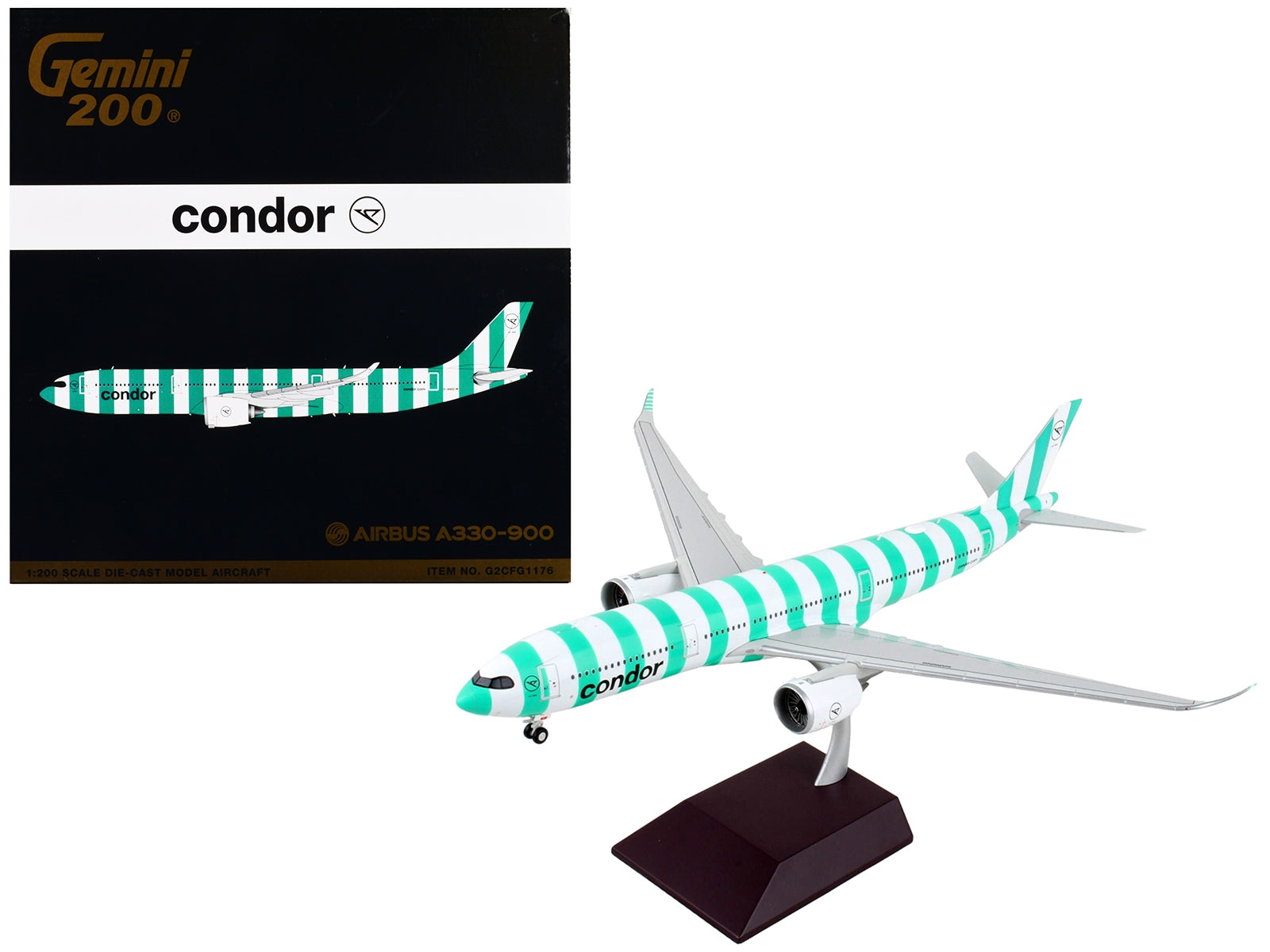 Airbus A330-900 Commercial Aircraft "Condor Airlines" White and Green Striped "Gemini 200" Series 1/200 Diecast Model Airplane by GeminiJets - Minihomy
