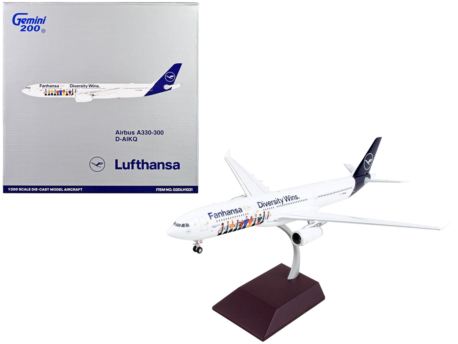 Airbus A330-300 Commercial Aircraft "Lufthansa - Diversity Wins" White with Blue Tail "Gemini 200" Series 1/200 Diecast Model Airplane by GeminiJets - Minihomy