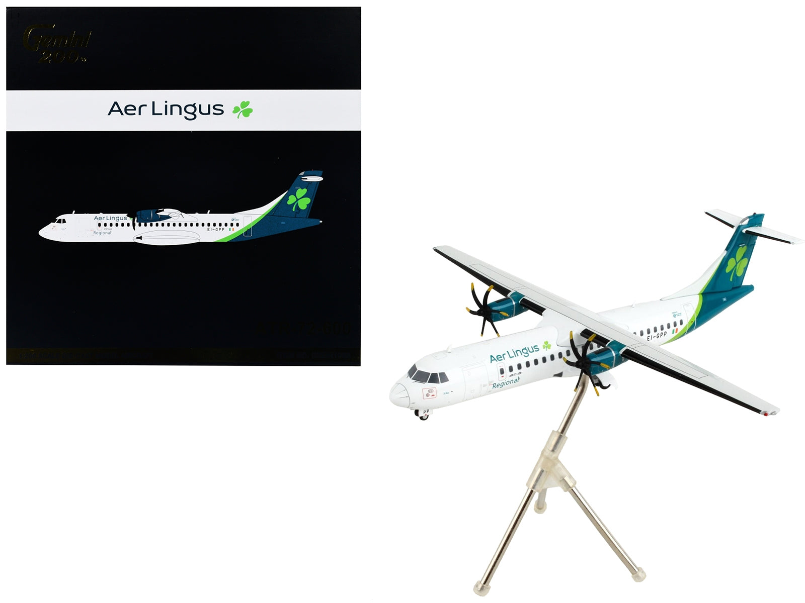 ATR 72-600 Commercial Aircraft "Aer Lingus" White with Teal Tail "Gemini 200" Series 1/200 Diecast Model Airplane by GeminiJets - Minihomy