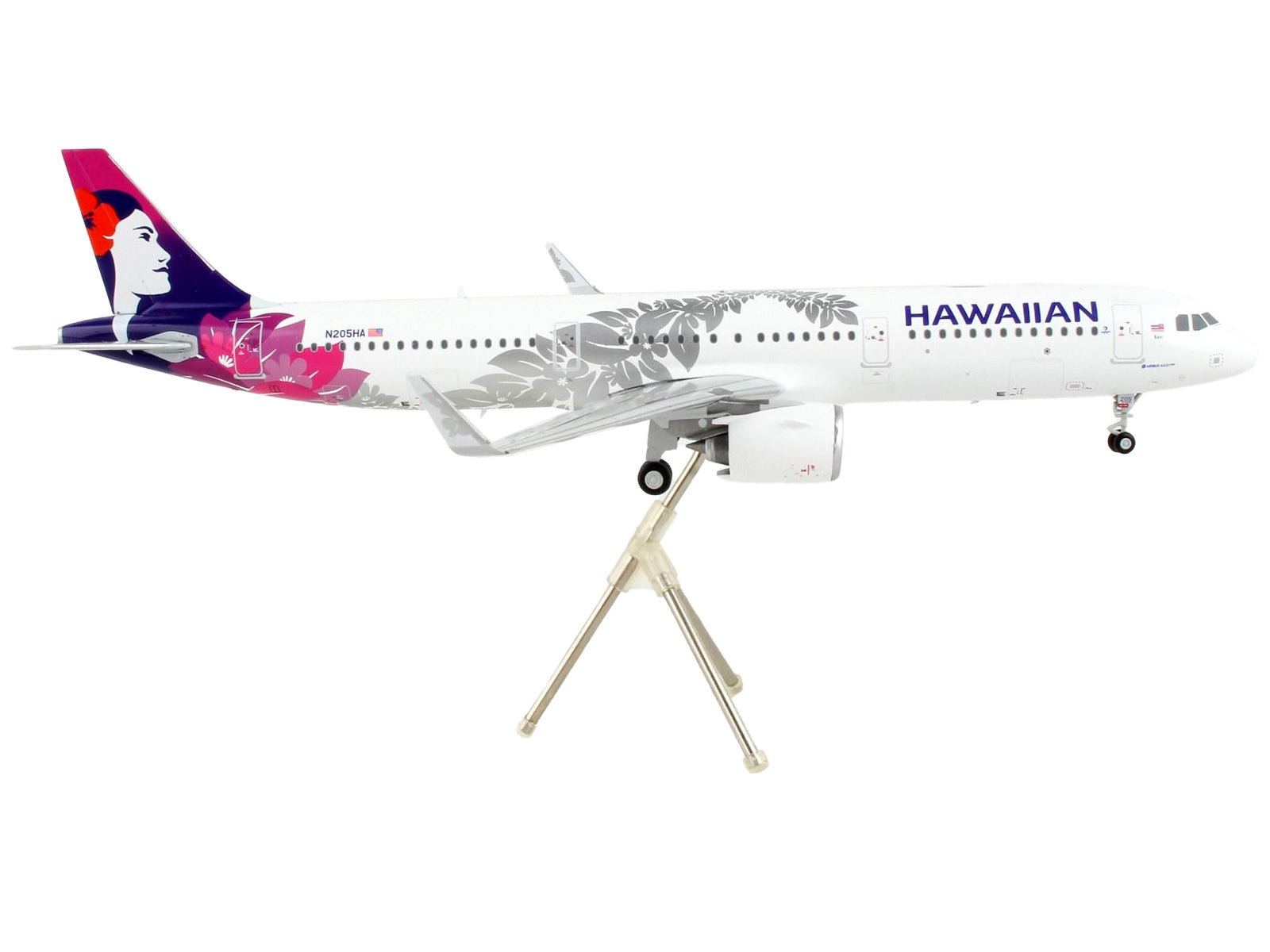 Airbus A321neo Commercial Aircraft "Hawaiian Airlines" White with Purple Tail "Gemini 200" Series 1/200 Diecast Model Airplane by GeminiJets - Minihomy
