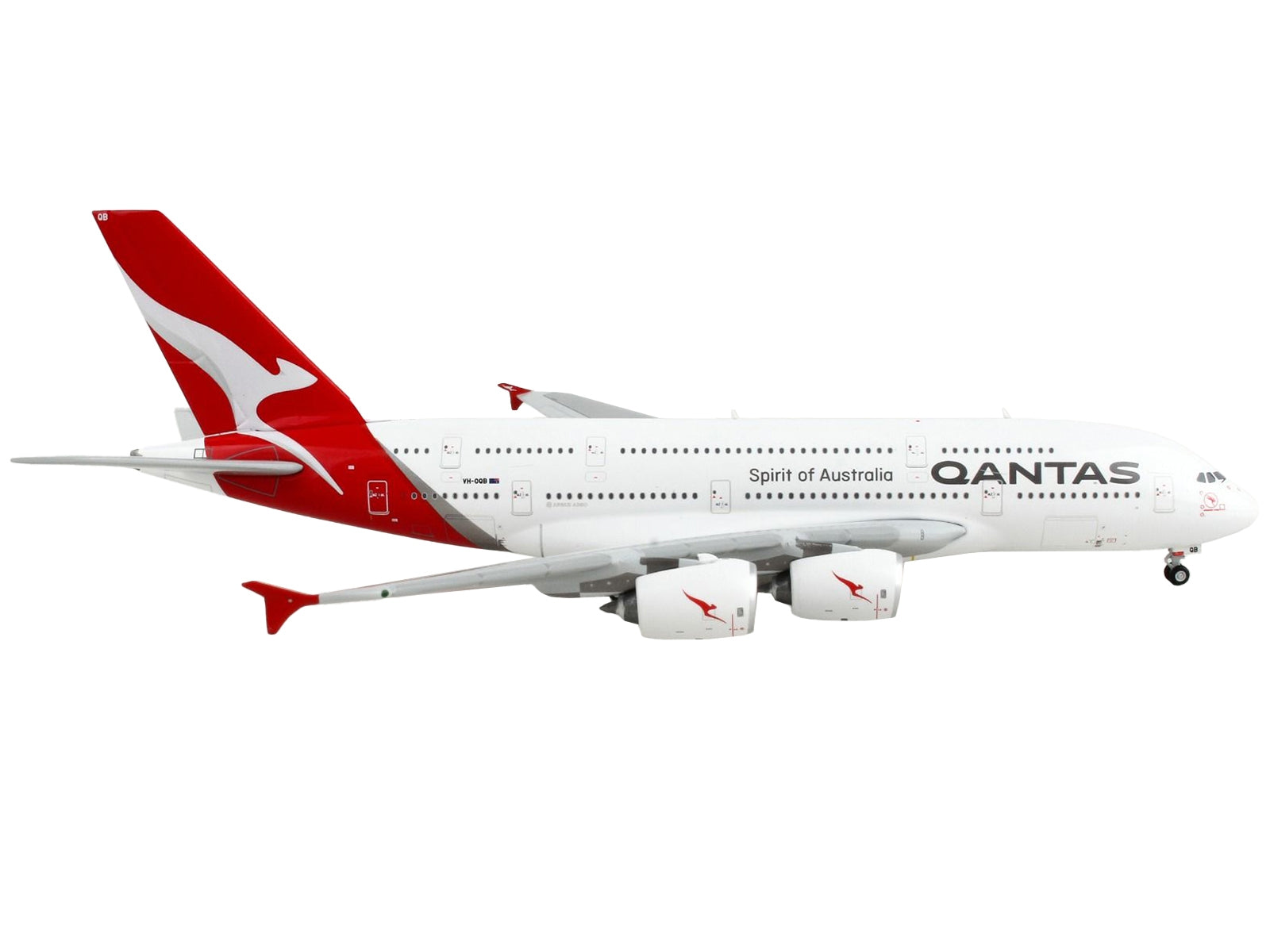 Airbus A380 Commercial Aircraft "Qantas Airways" White and Gray with Red Tail  1/400 Diecast Model Airplane by GeminiJets - Minihomy