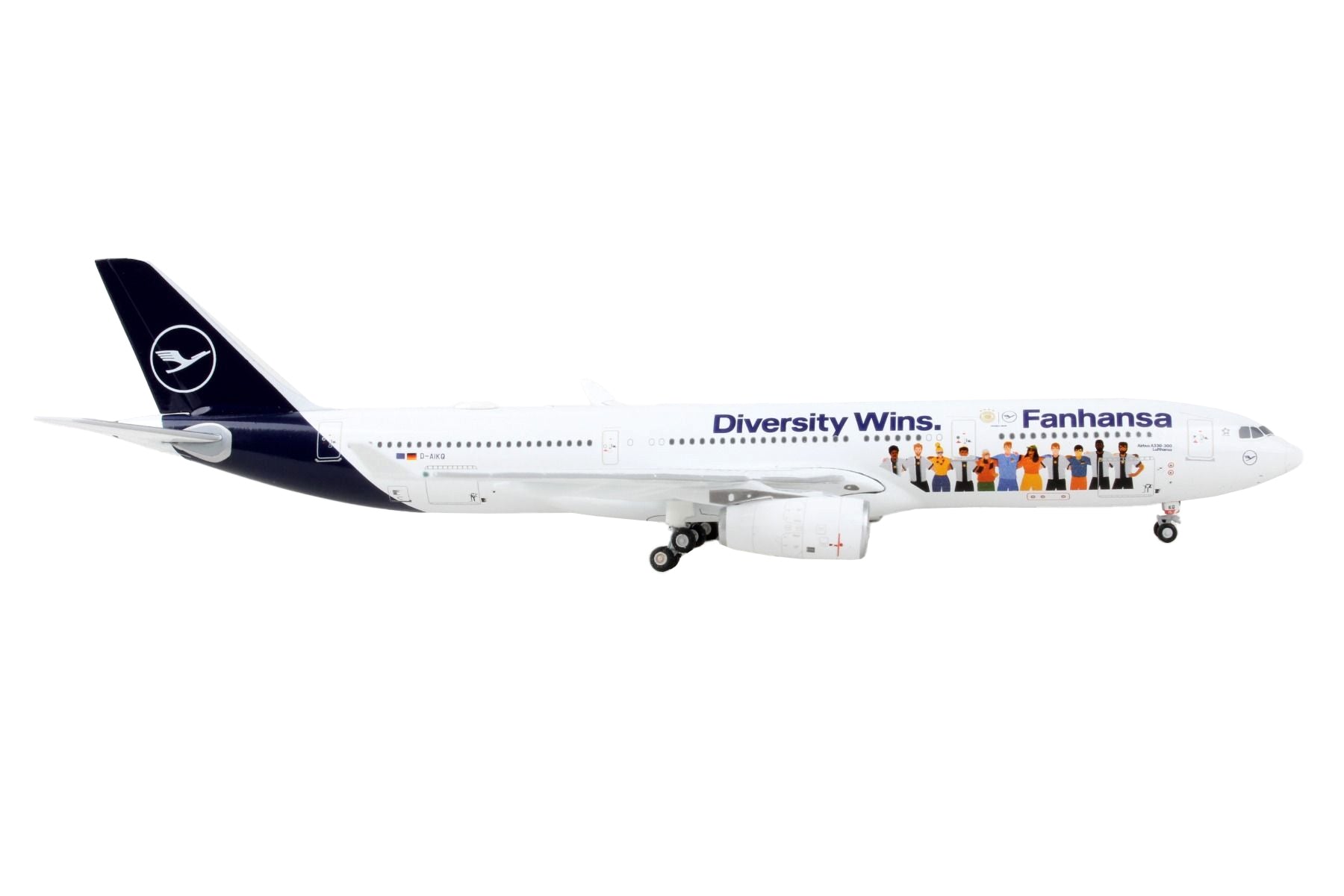 Airbus A330-300 Commercial Aircraft "Lufthansa - Fanhansa Diversity Wins" White with Blue Tail 1/400 Diecast Model Airplane by GeminiJets - Minihomy