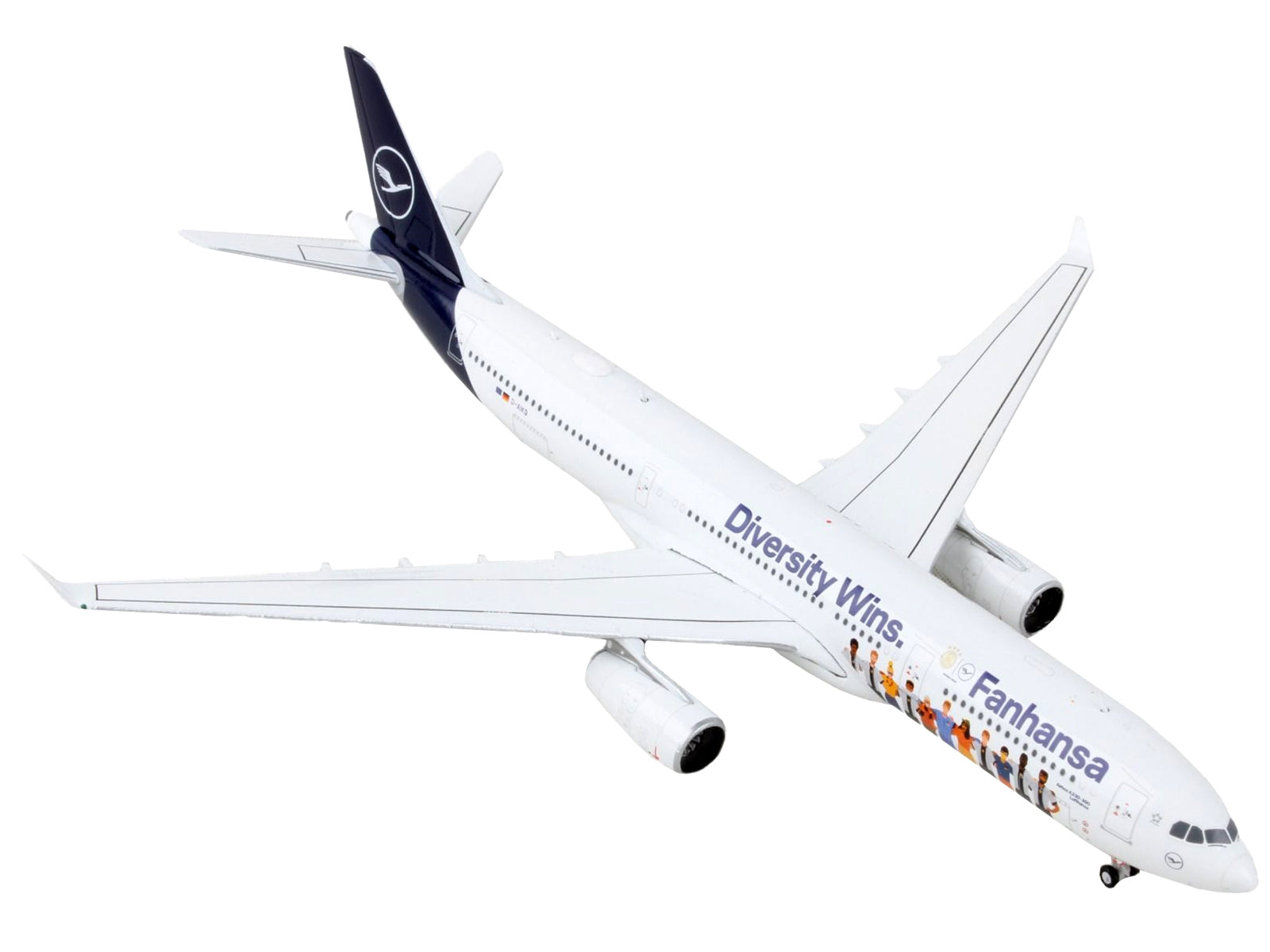 Airbus A330-300 Commercial Aircraft "Lufthansa - Fanhansa Diversity Wins" White with Blue Tail 1/400 Diecast Model Airplane by GeminiJets - Minihomy