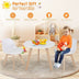 Modern Kids Activity Play Table and 2 Chairs Set with Beech Leg Cushion-White - Color: White - Minihomy