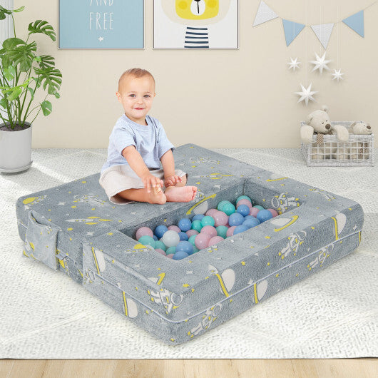 Kids Play Sofa with Ottoman and Removable & Machine Washable Cover-Gray - Minihomy