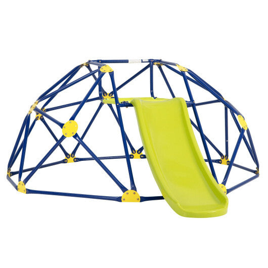 Kids Climbing Dome with Slide and Fabric Cushion for Garden Yard-Blue - Color: Multicolor - Minihomy