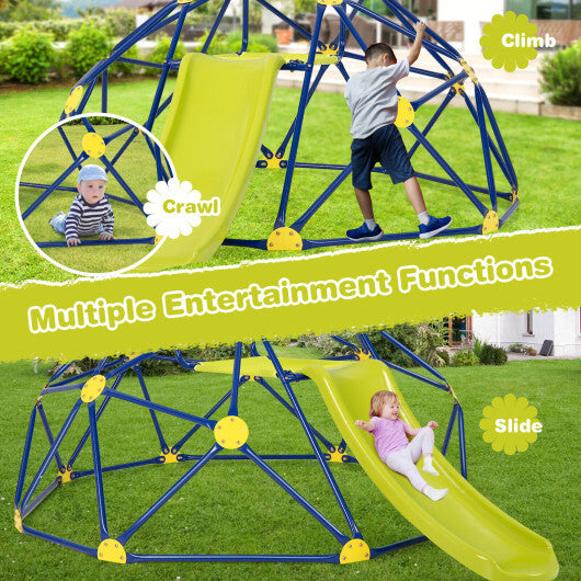 Kids Climbing Dome with Slide and Fabric Cushion for Garden Yard-Blue - Color: Multicolor - Minihomy