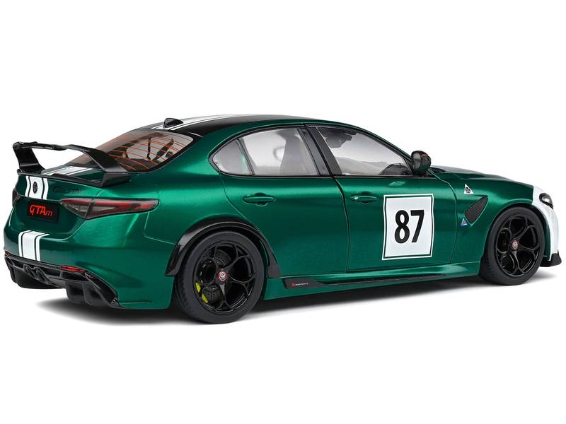 2021 Alfa Romeo Giulia GTA M #87 Green Metallic with Carbon Top and White Stripes "Nurburgring 1973" Tribute - Minihomy