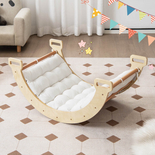 2-in-1 Arch Rocker with Soft Cushion for Toddlers-Natural - Color: Natural - Minihomy