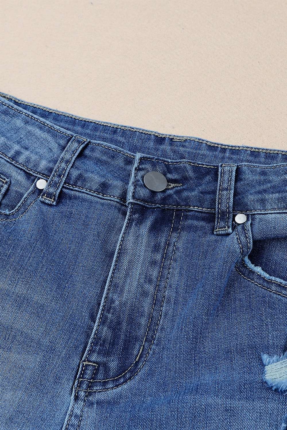 Distressed Frayed Hem Flare Jeans - Minihomy