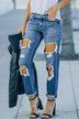 Distressed Frayed Trim Straight Leg Jeans - Minihomy