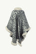 Animal Print Faux Fur Trim Poncho Jacket - Minihomy