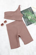 One-shoulder Sports Bra and Biker Shorts Set - Minihomy
