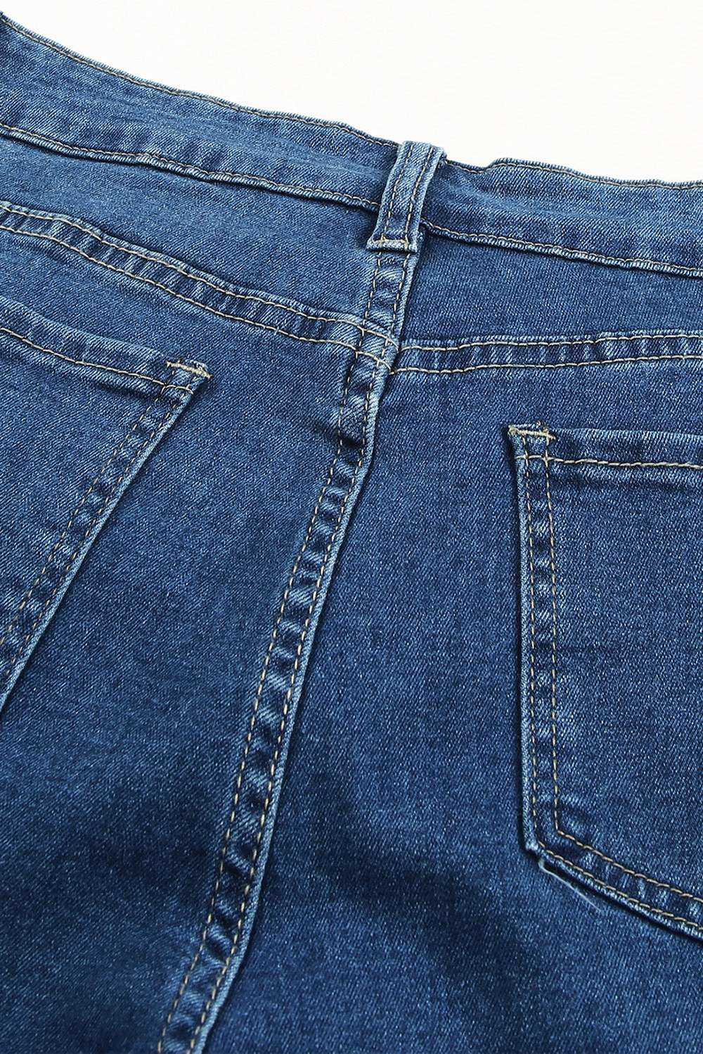 Asymmetrical Raw Hem Bell Bottom Jeans - Minihomy