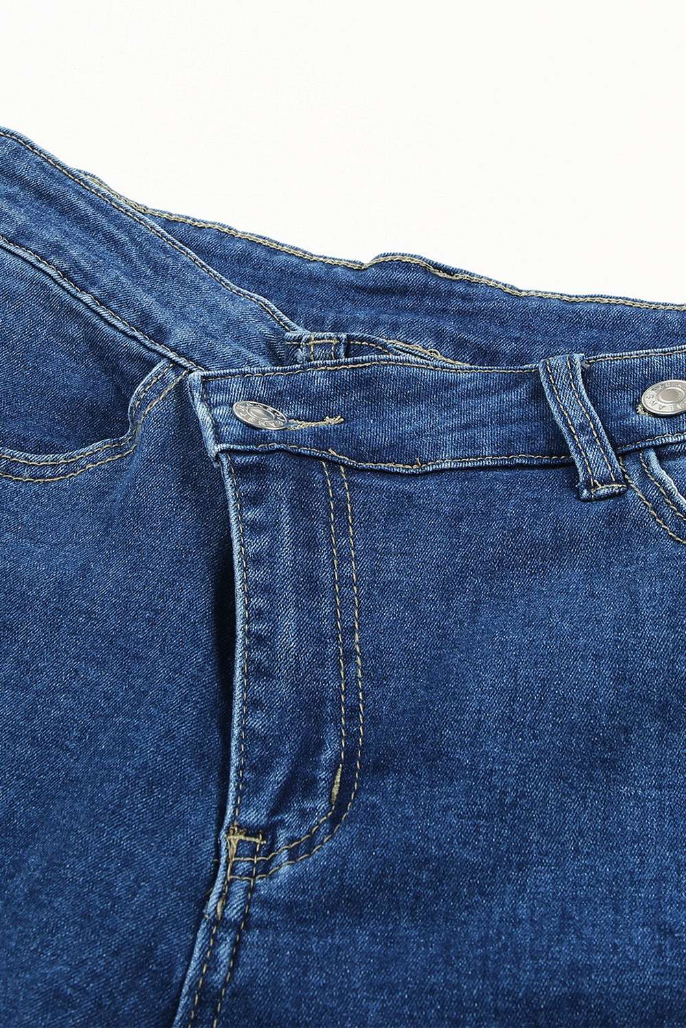 Asymmetrical Raw Hem Bell Bottom Jeans - Minihomy