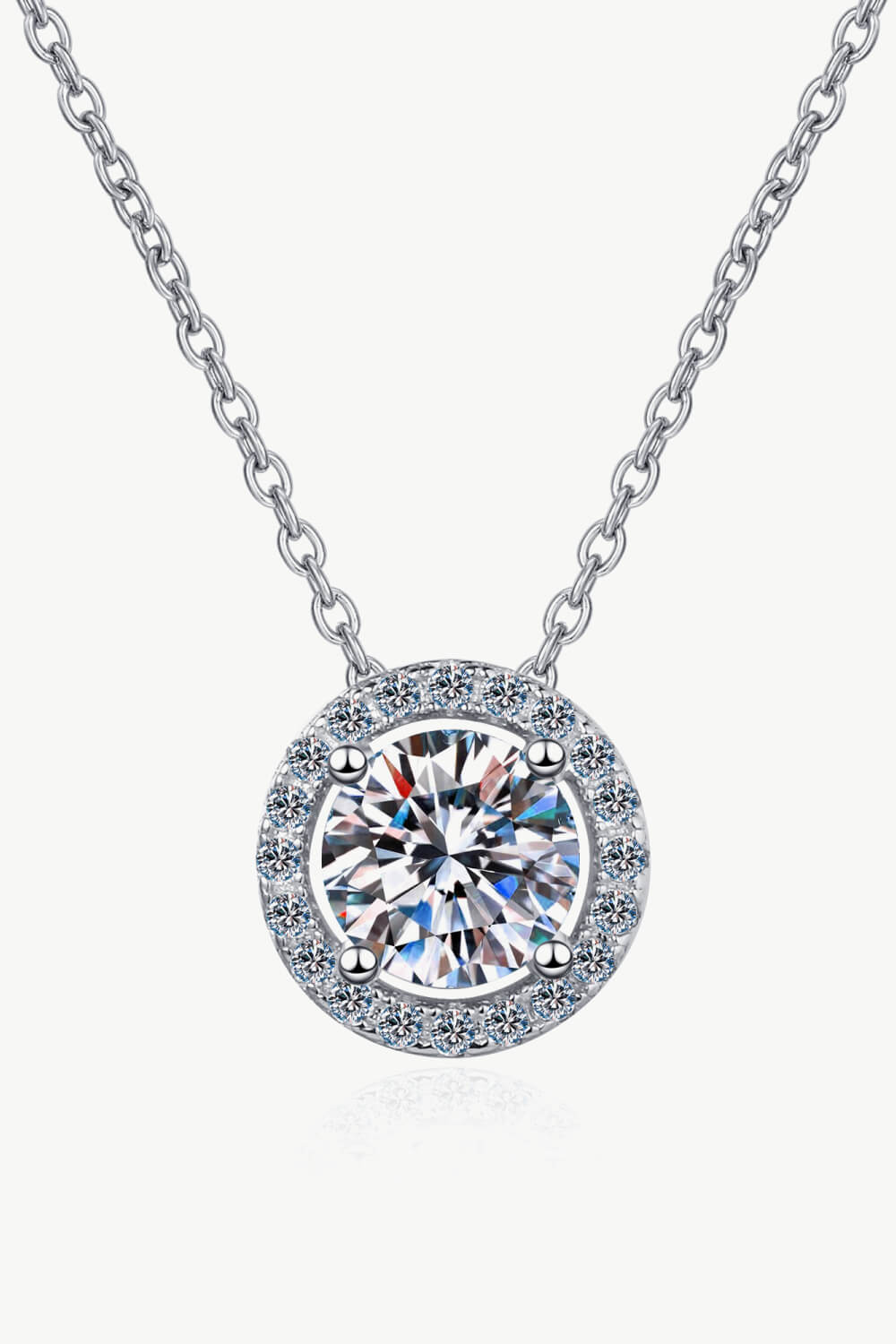 1 Carat Moissanite Round Pendant Chain Necklace - Minihomy