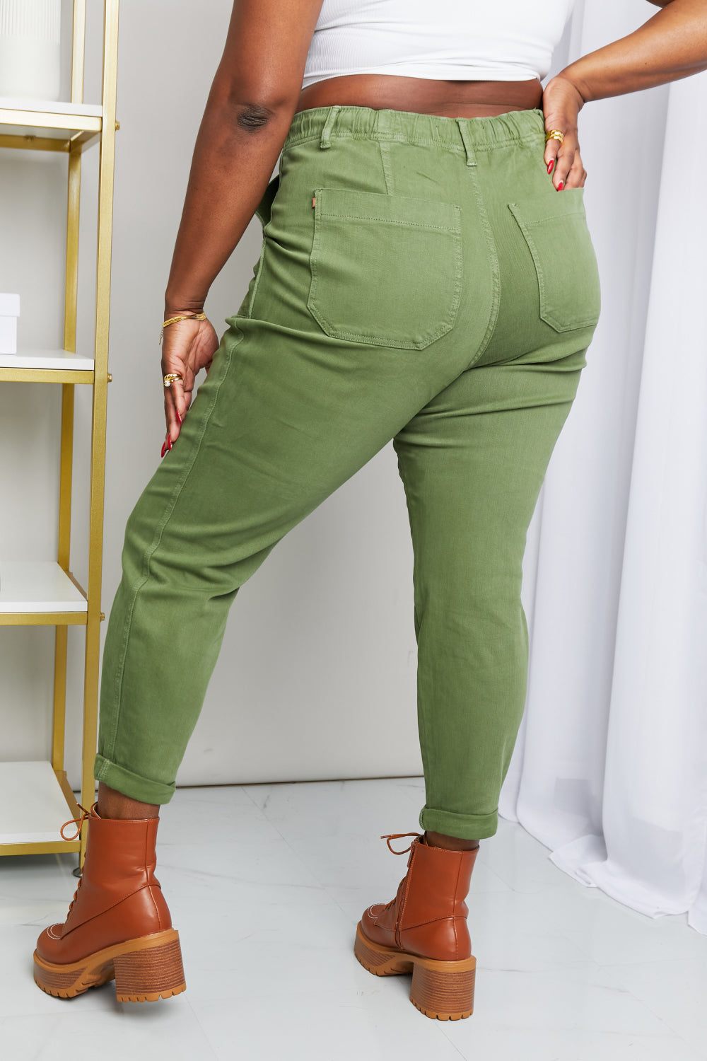 Judy Blue Full Size Drawstring Waist Pocket Jeans - Minihomy