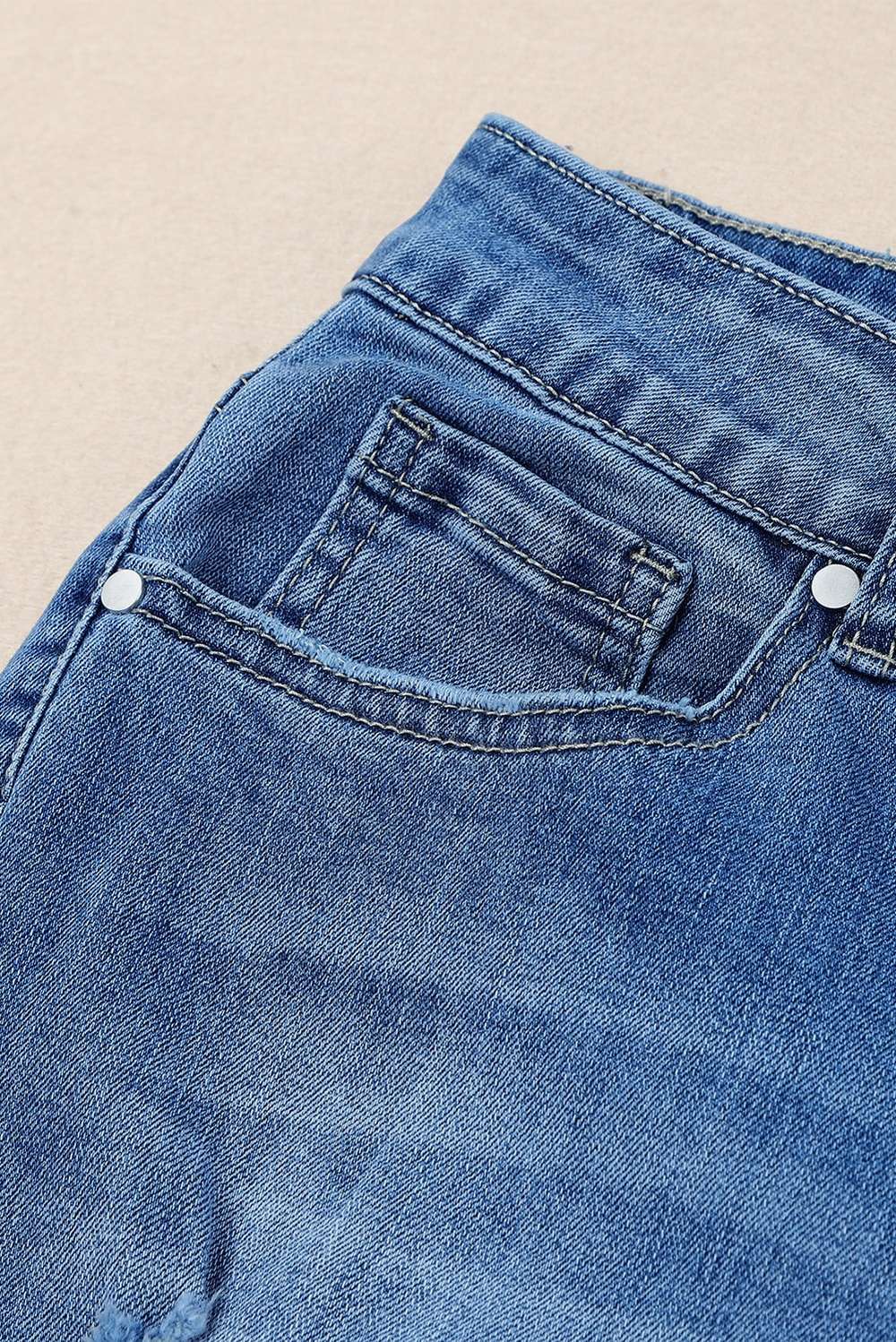 Distressed Frayed Hem Flare Jeans - Minihomy