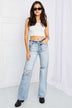 Kancan Button Fly Distressed Raw Hem Straight leg Jeans - Minihomy