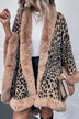 Animal Print Faux Fur Trim Poncho Jacket - Minihomy