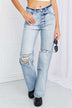 Kancan Button Fly Distressed Raw Hem Straight leg Jeans - Minihomy