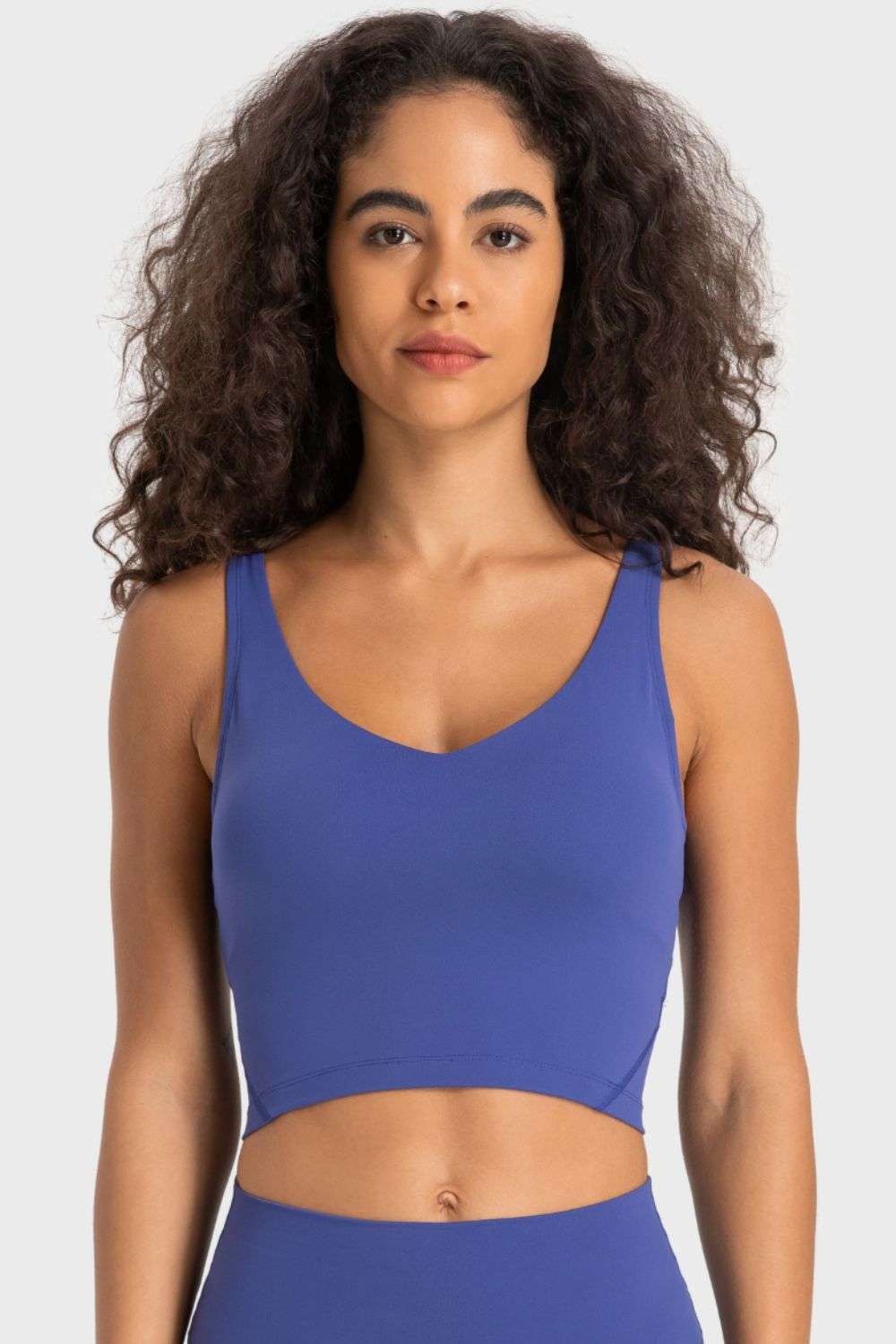 Deep V-Neck Crop Sports Bra - Minihomy