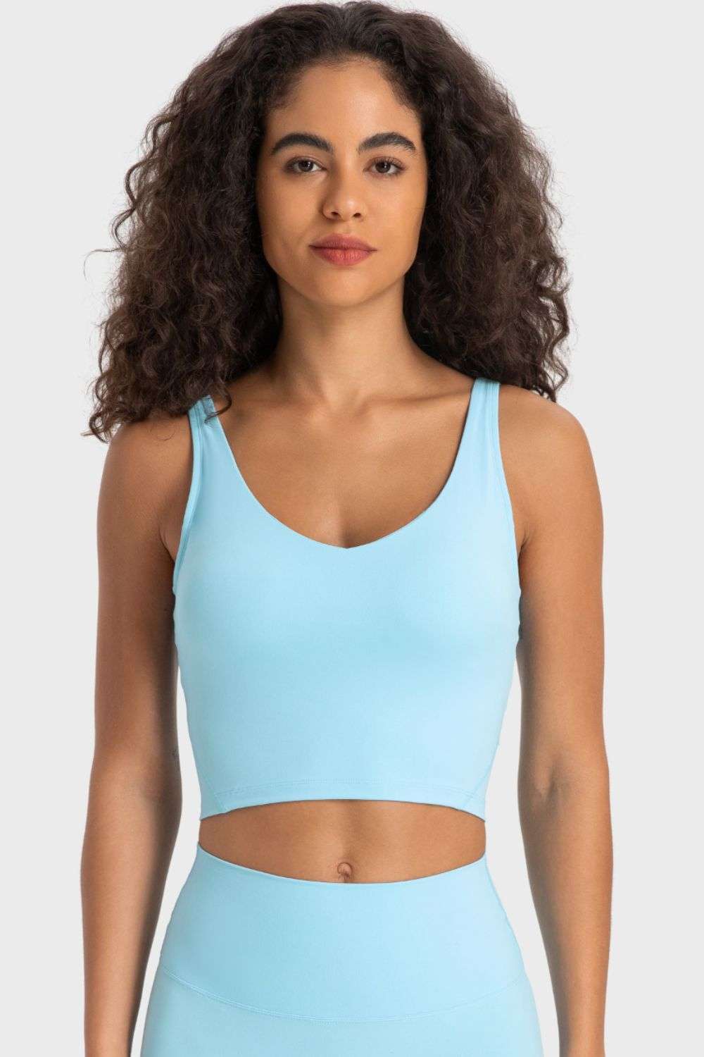 Deep V-Neck Crop Sports Bra - Minihomy