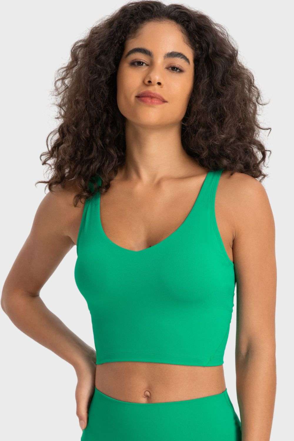 Deep V-Neck Crop Sports Bra - Minihomy