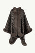 Animal Print Faux Fur Trim Poncho Jacket - Minihomy