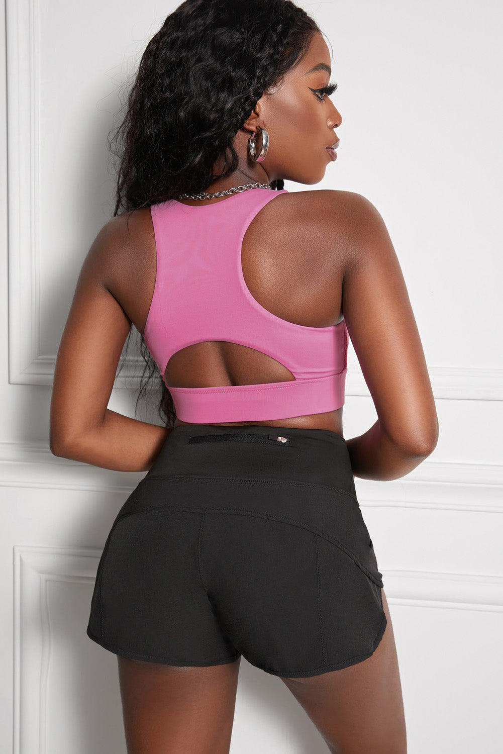 Cutout Racerback Sports Bra - Minihomy