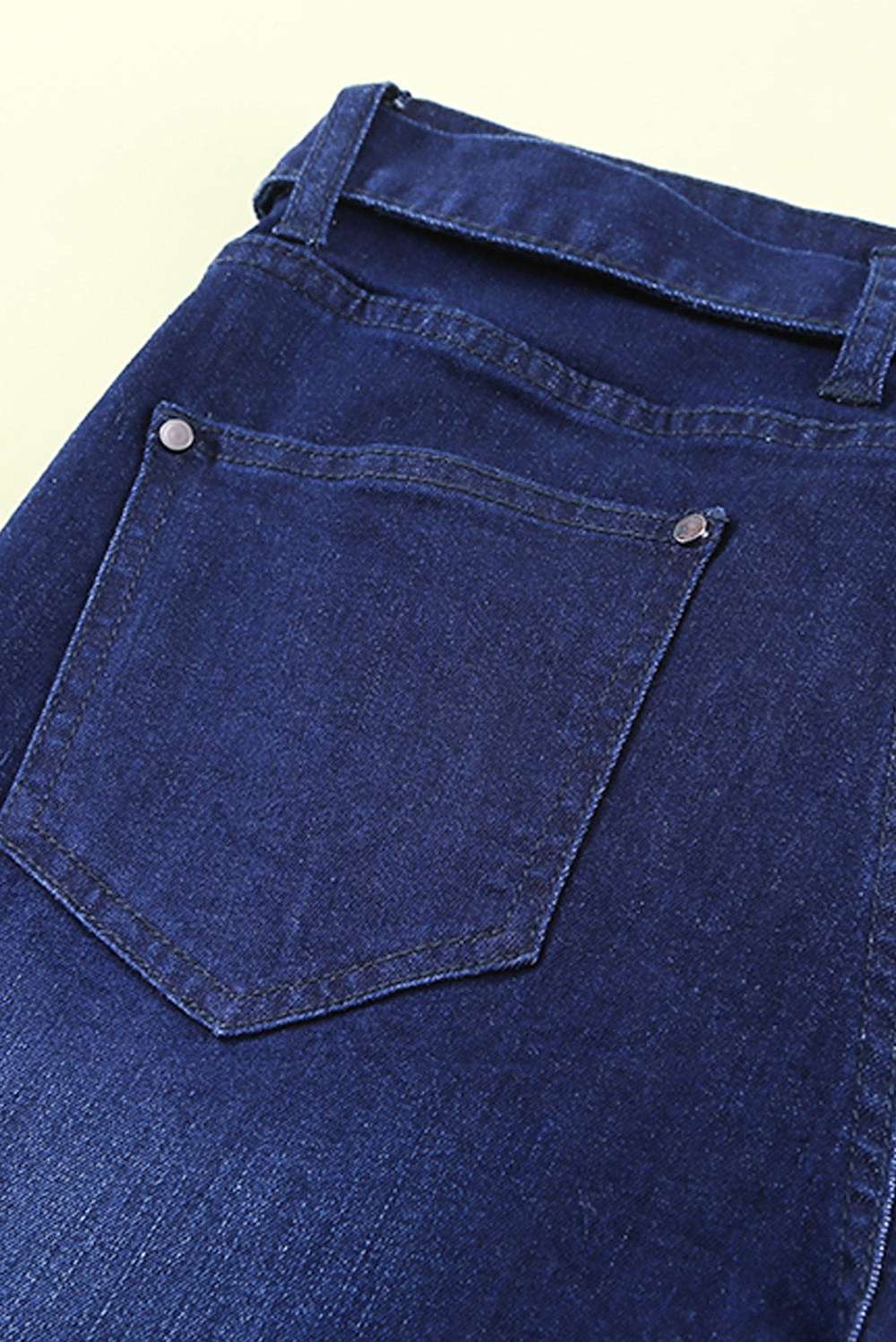 Belted Bell Bottom Jeans - Minihomy